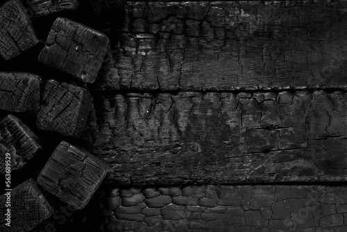 Photography Dark texture of burnt wood. copy space.