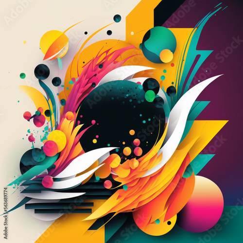 Abstract logo digital graphic cosmic flower