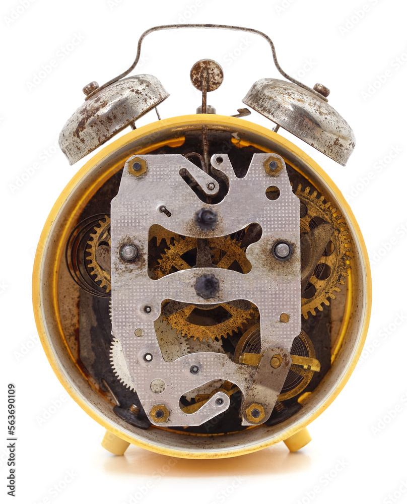 Old disassembled alarm clock.