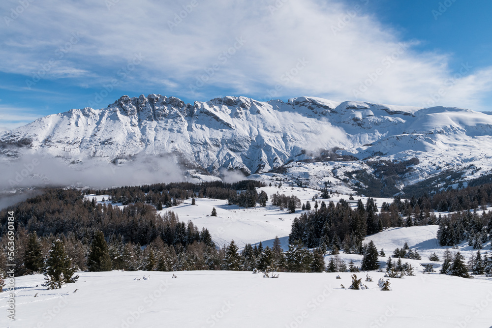 snow covered mountains