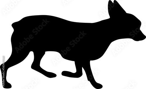 Print op canvas Bull terrier dog black silhouette on white background.