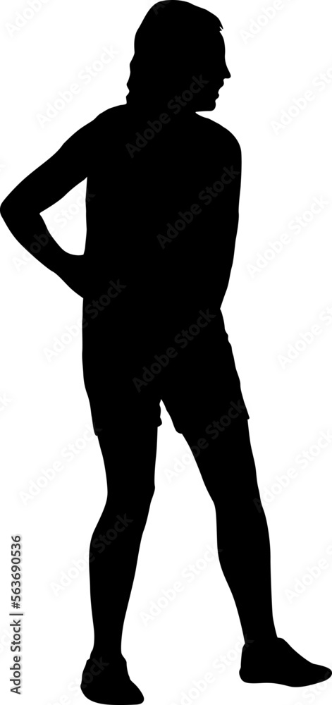 Silhouette of a walking female on a white background