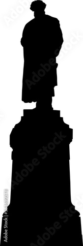 Silhouette monument to the famous Russian poet Alexander Pushkin in Moscow on a white background