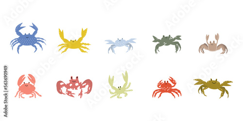 Cute crab in Scandinavian style on a white background. Vector hand drawn kids illustration. Sea ocean. Underwater world