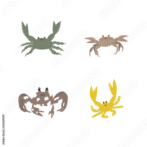Cute crab in Scandinavian style on a white background. Vector hand drawn kids illustration. Sea ocean. Underwater world © Anna Eshka