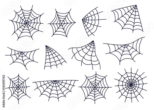 Foto Spider web cobweb spiderweb net isolated on white background set