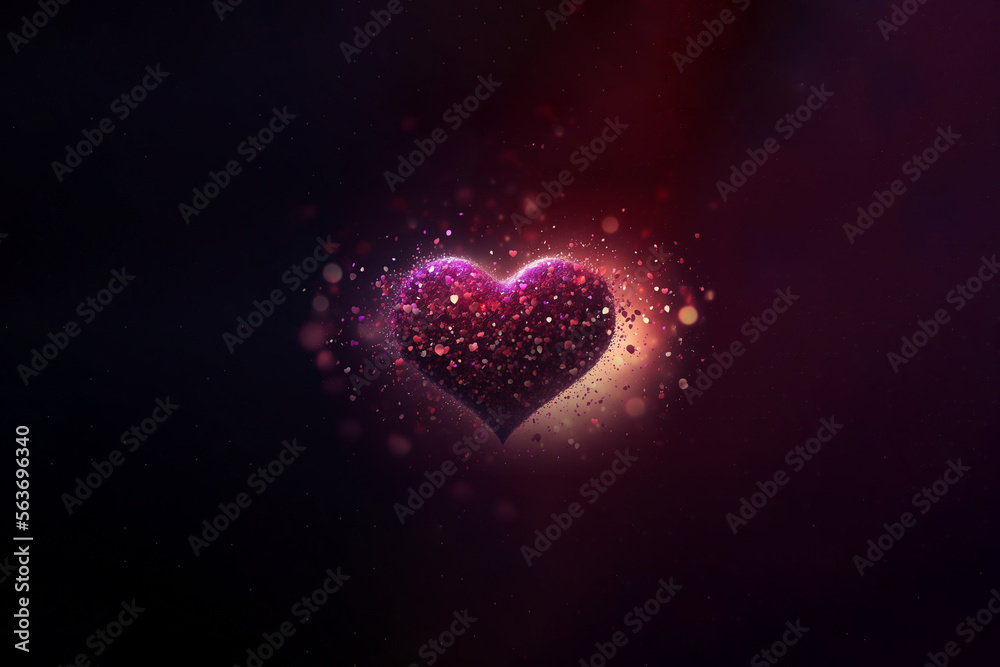 Ethereal Sparkling Heart Background For Valentine's Day  with Copy Space in All Directions | Generative Art
