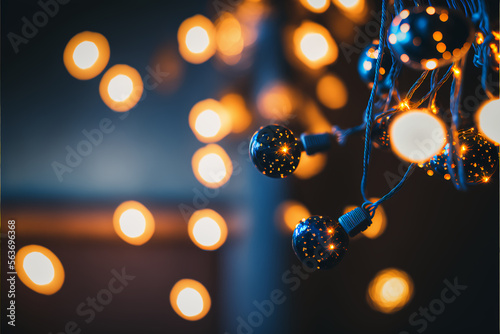 holiday illumination and decoration concept - Christmas garland