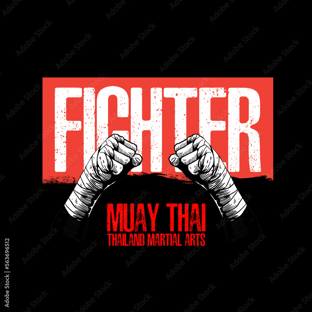 FIGHTER MUAY THAI Streetwear tshirt design Stock Vector