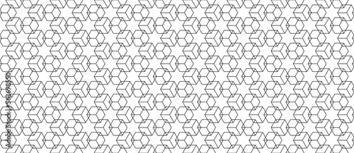 Abstract geometric line seamless pattern with six pointed star and cube vector illustration