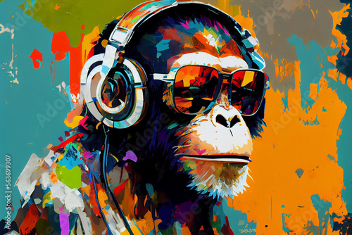 Pop Art Monkey: A Colorful and Unique Digital Artwork © Arthur Kattowitz