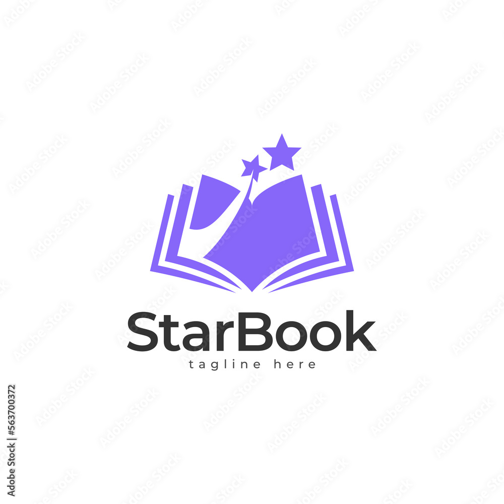 Star book logo template. Dream book logo design. Book store logo. Vector illustration