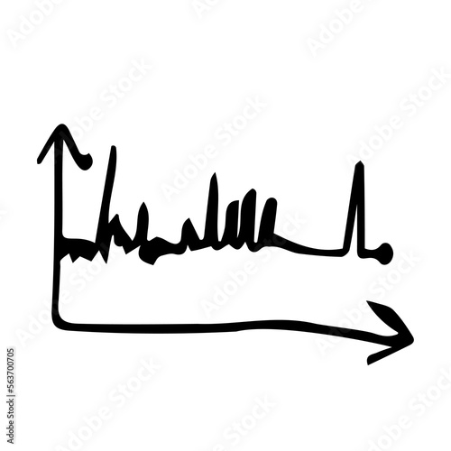 Line graph. Vector illustration hand-drawn. Design of a template, logo, dynamics, changes, growth, scheme.