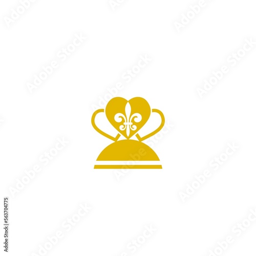 Golden crown with royal fleur de lis icon isolated on white background
