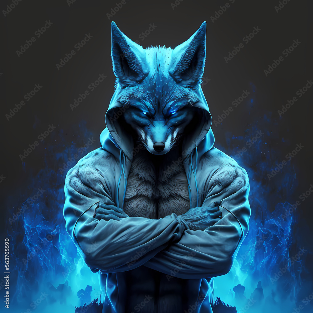 Fototapeta Evil Fox with hoodie