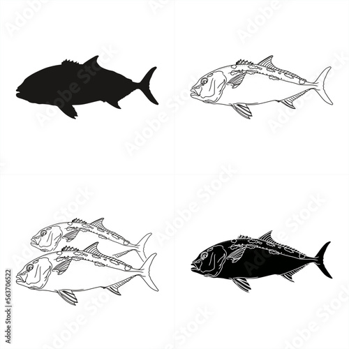 seamless pattern illustration of a group of samson fish