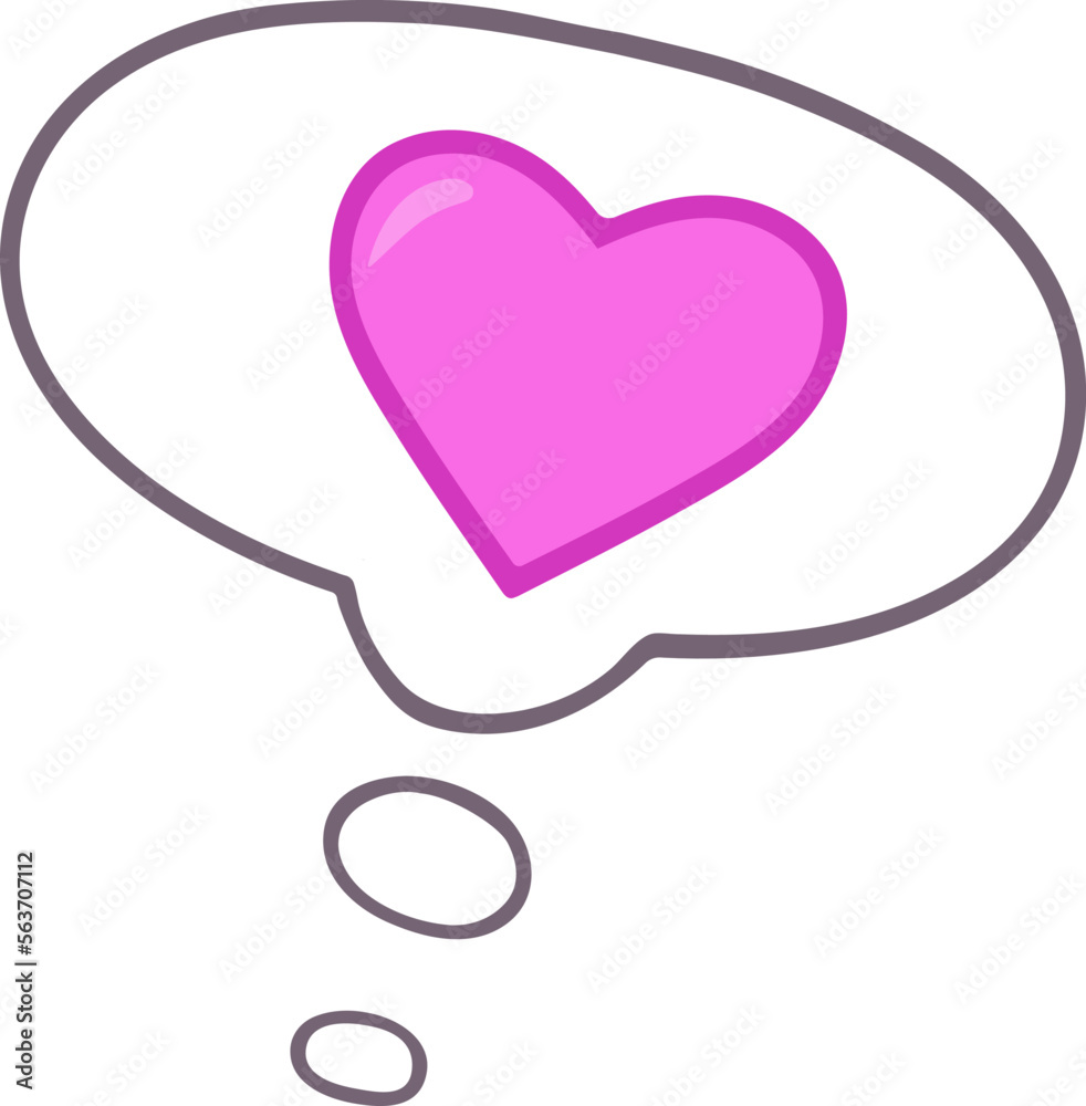 A hand-drawn speech bubble with a heart, highlighted on a white background. Vector element. The image of dialogue, thoughts, communication, love, Valentine's Day.love heart, speech bubble
