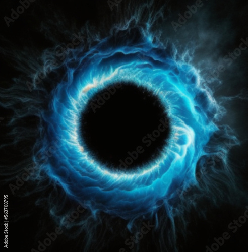 circle light frame splash blue on abstract black background