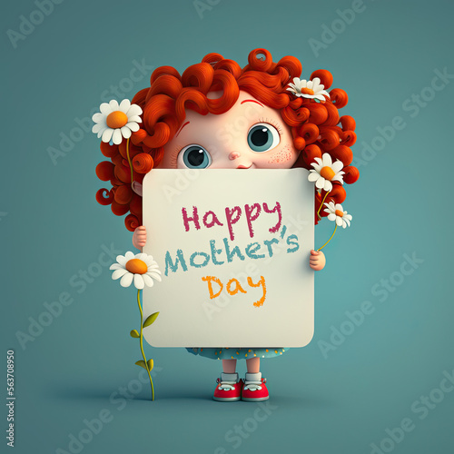 Cute Cartoon Red Haired Gir...