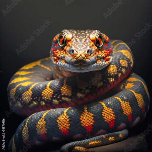 Snake closeup with beautiful eyes. Generative AI