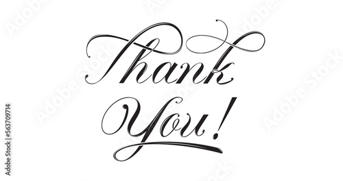 Thank You text handwritten inscription. Hand-drawn lettering in black color. Thank You calligraphy. Thank you card. Vector illustration.
