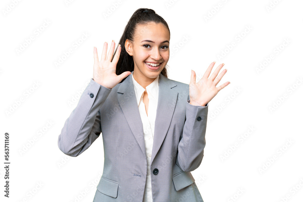 Young Arabian woman over isolated chroma key background counting ten with fingers Young Arabian woman over isolated chroma key background counting ten with fingers