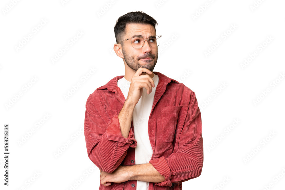 Young handsome caucasian man over isolated chroma key background having doubts and thinking Young handsome caucasian man over isolated chroma key background having doubts and thinking