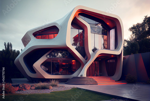 futurist white and red house 
