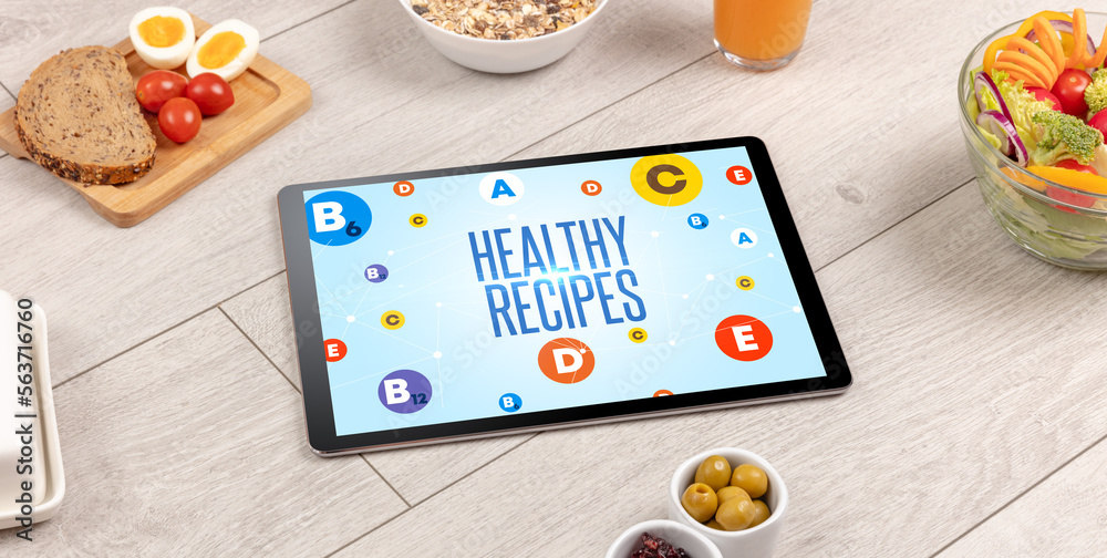 Healthy Tablet Pc compostion concept Healthy Tablet Pc compostion concept