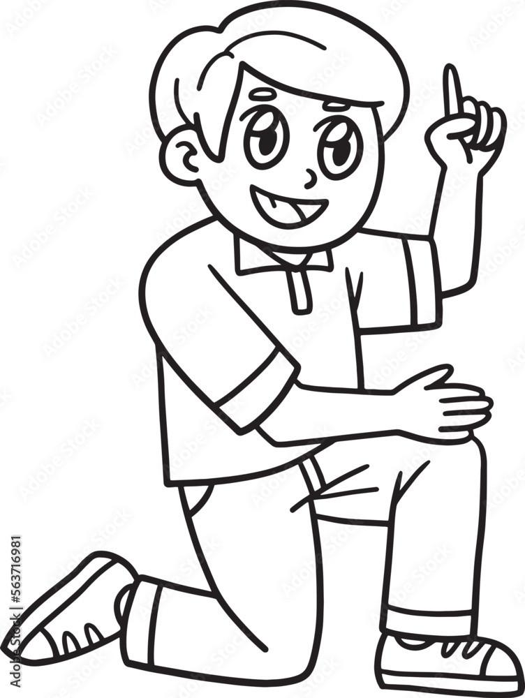 Happy Fathers Kneeling Isolated Coloring Page