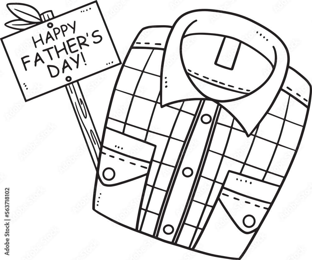 Happy Fathers Day Isolated Coloring Page for Kids Stock Vector | Adobe
