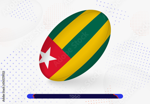 Rugby ball with the flag of Togo on it. Equipment for rugby team of Togo.