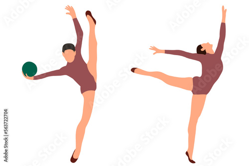 Vector athlete gymnast. Gymnastics sport. Sports queen. Flat style. Isolated vector