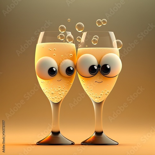 Cute Cartoon Champagne Char...