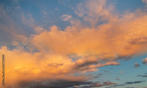Beautiful  bright sunset sky with clouds. Sunset sky background. © Inga Av