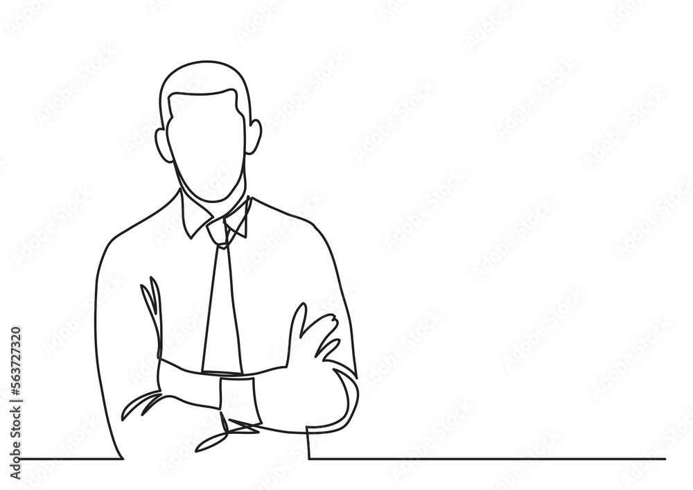 continuous line drawing vector illustration with FULLY EDITABLE STROKE of  businessman