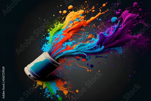 Multicolor bucket of paint