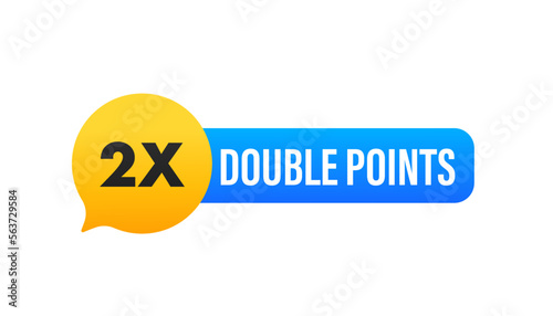 Flat icon with red double points for promotion design. Badge flat on white background. Vector illustration