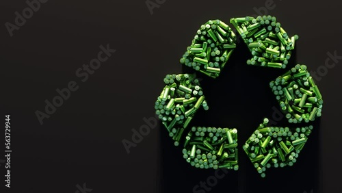 Infinite plastic bottles making the recycle green icon; sutainability and ecology concepts