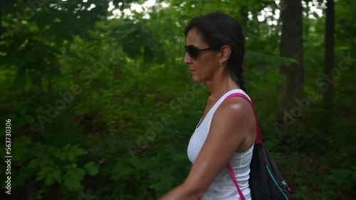 woman hiking on a worm day