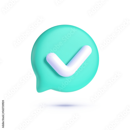 3d check mark for web background design. Check mark 3d. 3d button on white backdrop. Isolated vector illustration