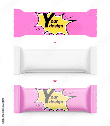 Realistic blank snack bar mockup. Vector illustration isolated on white background, ready and simple to use for your design. Quickly allow you to present your idea or the finished product.