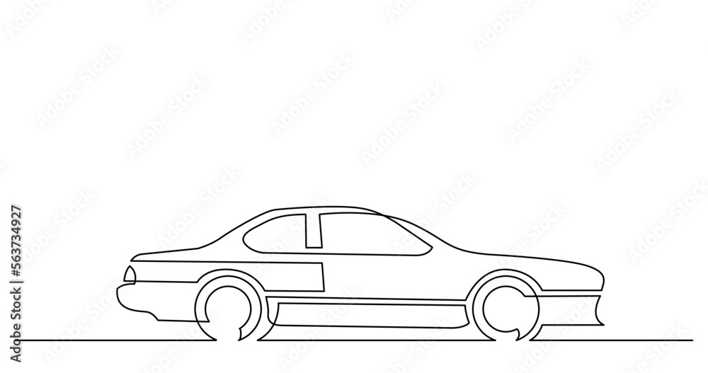 continuous line drawing vector illustration with FULLY EDITABLE STROKE of classic car