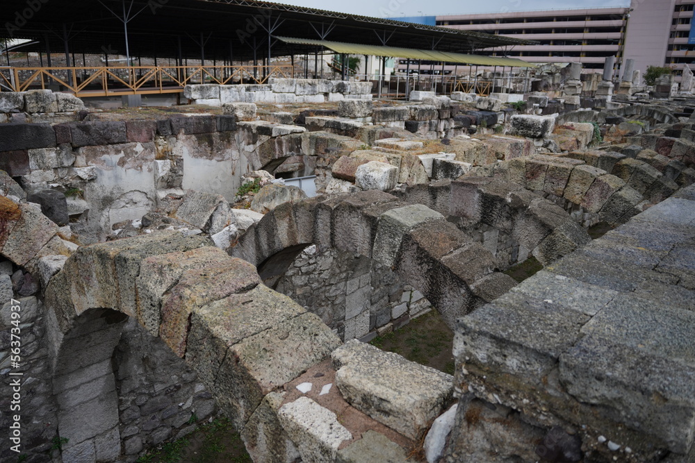 Old Smyrna in Izmir, Turkey was a Greek city located at a strategic point on the Aegean coast of Anatolia.  The name of the city since about 1930 is İzmir.