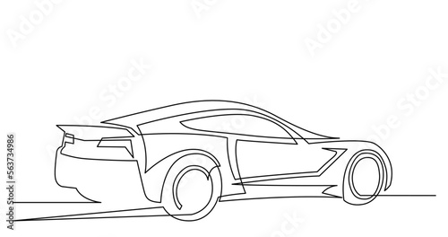 continuous line drawing vector illustration with FULLY EDITABLE STROKE of elegant concept sport car
