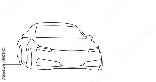 continuous line drawing vector illustration with FULLY EDITABLE STROKE of modern sedan car