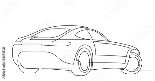 continuous line drawing vector illustration with FULLY EDITABLE STROKE of rear view of modern powerful sport car