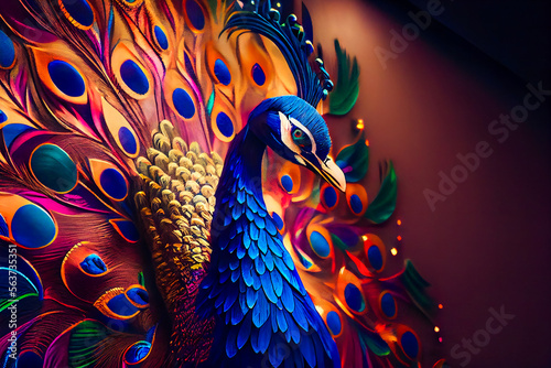  Beautiful peacock. Generative AI.