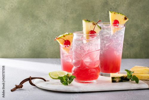 Photography Singapore sling cocktail in variety of glasses