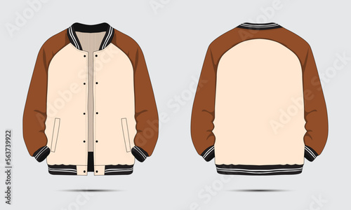 Raglan sleeve varsity jacket front and back